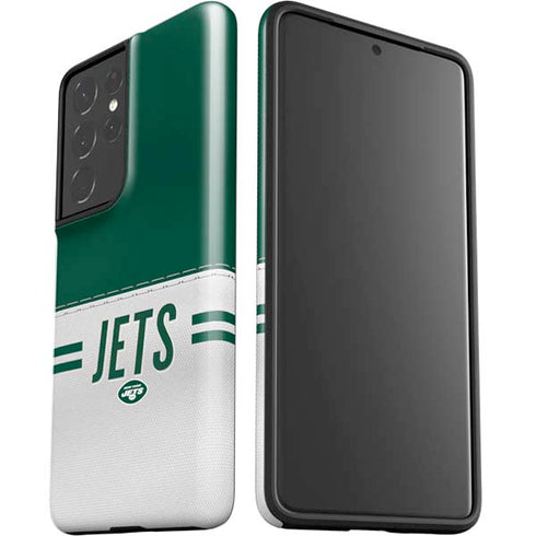 NFL New York Jets White Striped Galaxy S21 Ultra 5G Pro Case