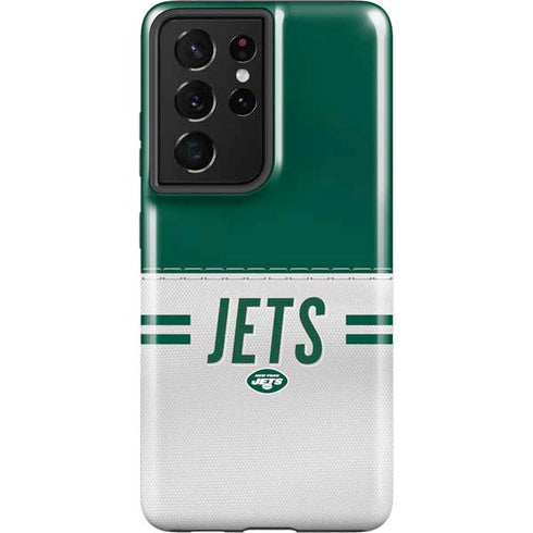 NFL New York Jets White Striped Galaxy S21 Ultra 5G Pro Case