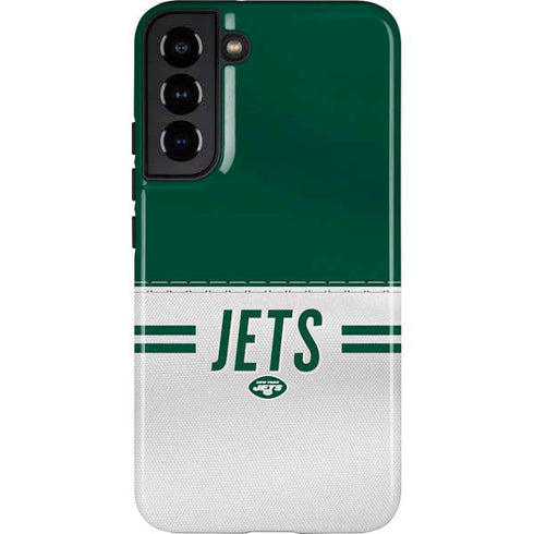 NFL New York Jets White Striped Galaxy S22 Plus Pro Case