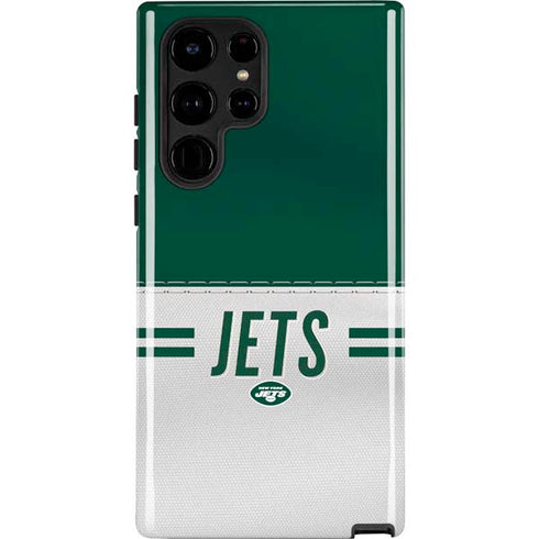 NFL New York Jets White Striped Galaxy S22 Ultra Pro Case