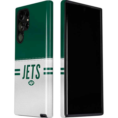 NFL New York Jets White Striped Galaxy S22 Ultra Pro Case
