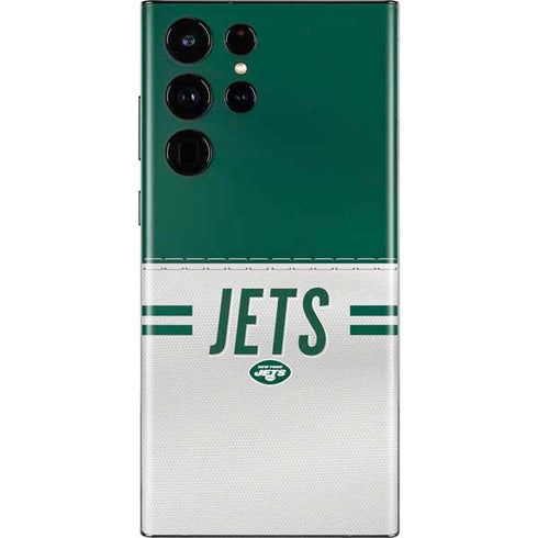 NFL New York Jets White Striped Galaxy S22 Ultra Skin