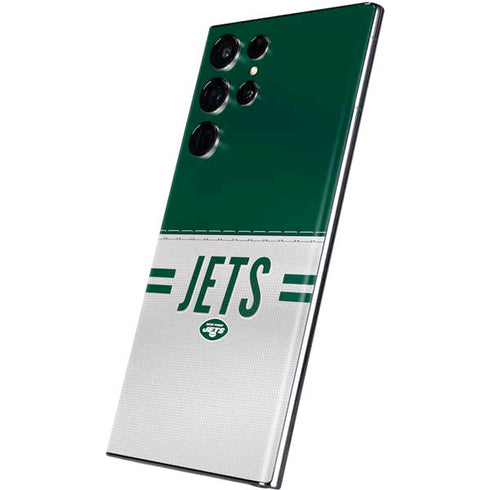 NFL New York Jets White Striped Galaxy S22 Ultra Skin