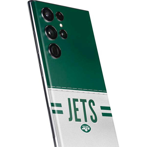 NFL New York Jets White Striped Galaxy S22 Ultra Skin