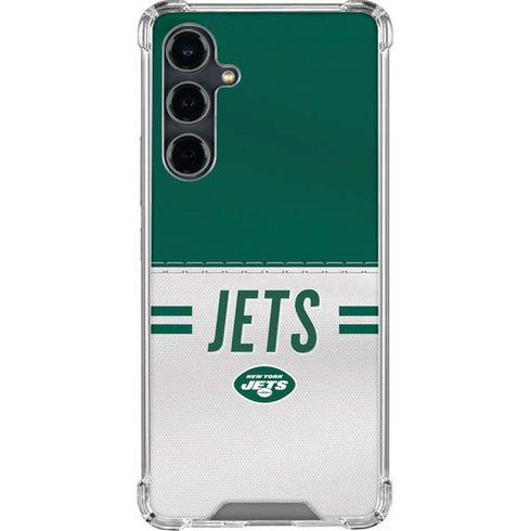 NFL New York Jets White Striped Galaxy S23 FE Clear Case