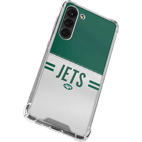 NFL New York Jets White Striped Galaxy S23 Plus Clear Case