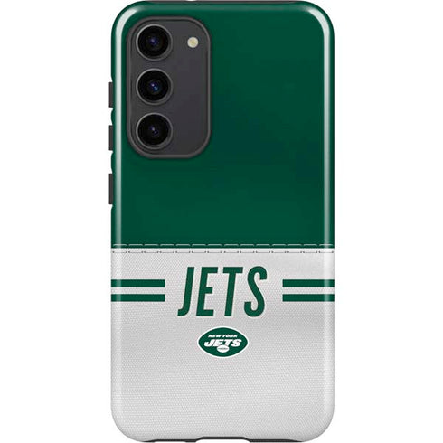 NFL New York Jets White Striped Galaxy S23 Plus Pro Case