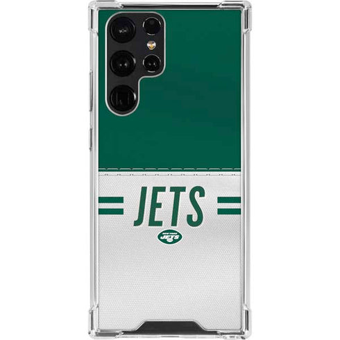 NFL New York Jets White Striped Galaxy S23 Ultra Clear Case