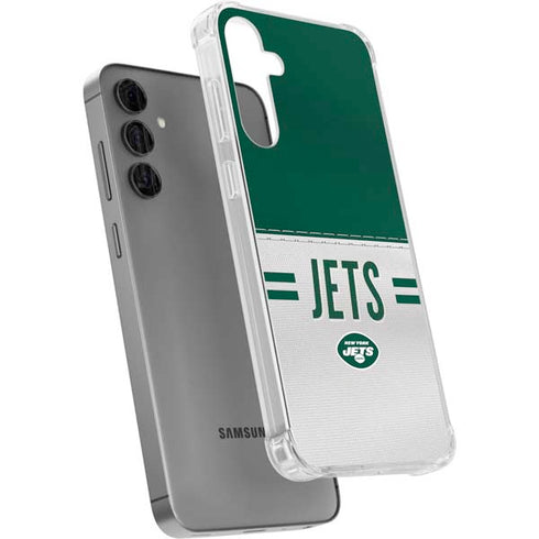 NFL New York Jets White Striped Galaxy S24 Plus Clear Case