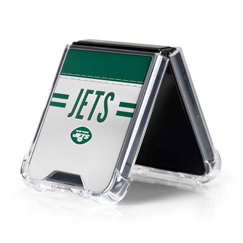 NFL New York Jets White Striped Galaxy Z Flip5 5G Clear Case