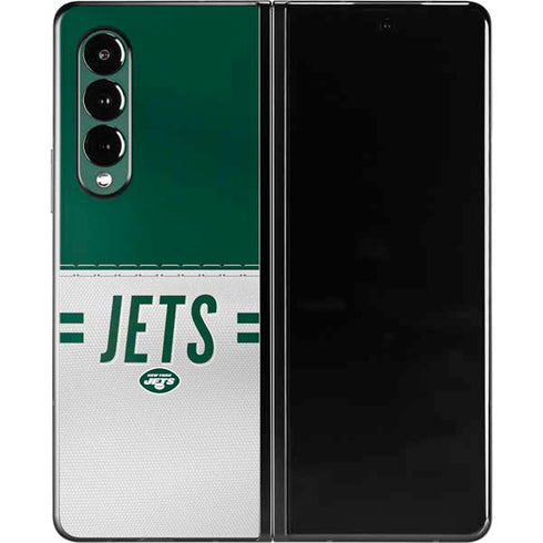 NFL New York Jets White Striped Galaxy Z Fold3 5G Skin
