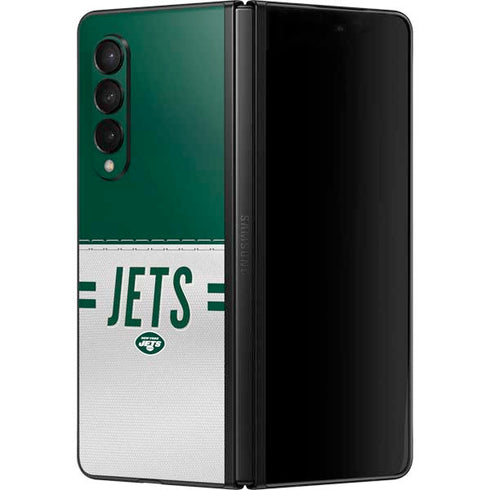 NFL New York Jets White Striped Galaxy Z Fold3 5G Skin