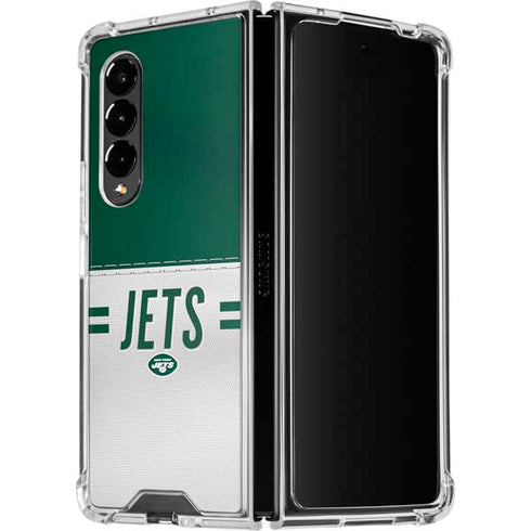 NFL New York Jets White Striped Galaxy Z Fold4 5G Clear Case