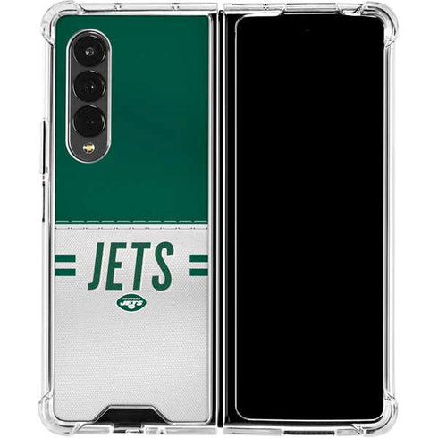 NFL New York Jets White Striped Galaxy Z Fold4 5G Clear Case