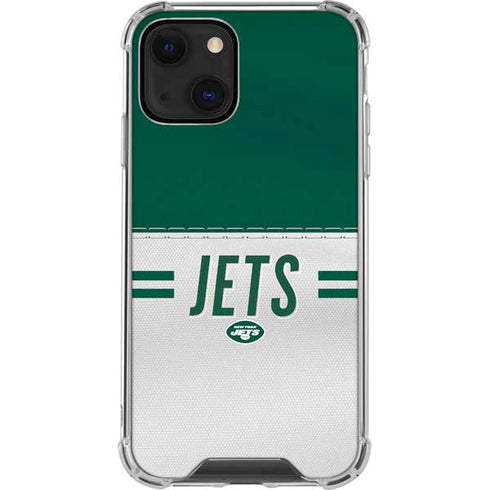 NFL New York Jets White Striped iPhone 15 Plus Clear Case