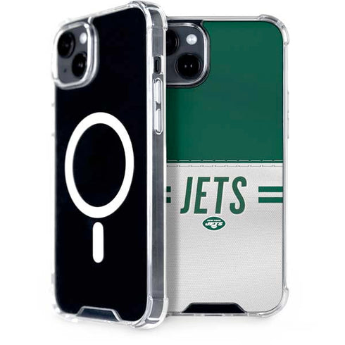 NFL New York Jets White Striped iPhone 15 Plus MagSafe Case