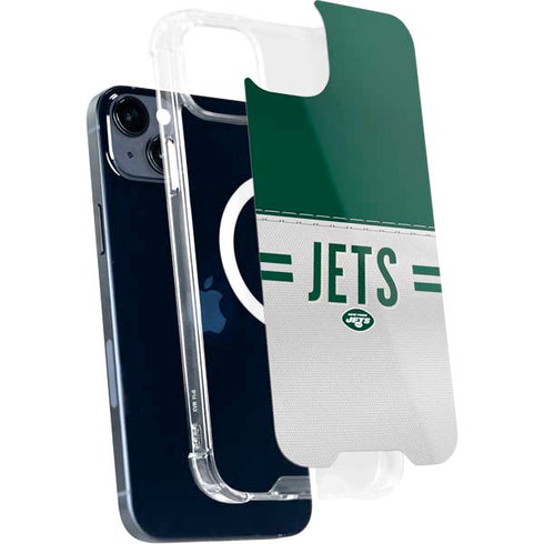NFL New York Jets White Striped iPhone 15 Plus MagSafe Case