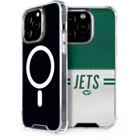 NFL New York Jets White Striped iPhone 15 Pro MagSafe Case