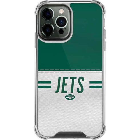NFL New York Jets White Striped iPhone 14 Pro Max Clear Case