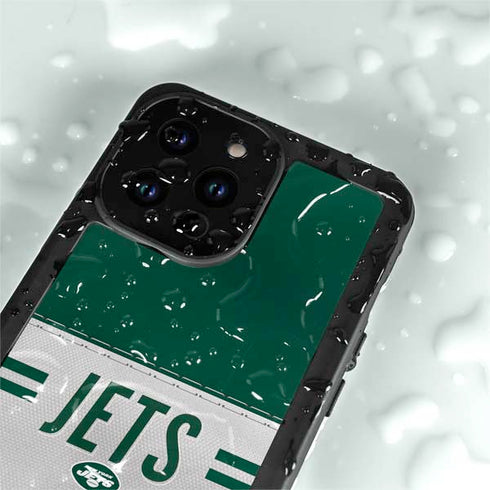 NFL New York Jets White Striped iPhone 14 Pro Max Waterproof Case