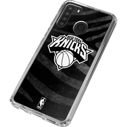 NBA New York Knicks Black Animal Print Galaxy A21 Clear Case