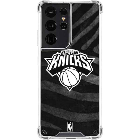 NBA New York Knicks Black Animal Print Galaxy S21 Ultra 5G Clear Case