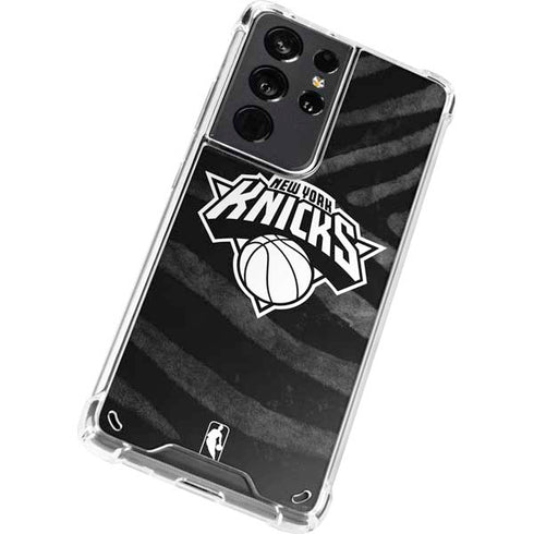 NBA New York Knicks Black Animal Print Galaxy S21 Ultra 5G Clear Case