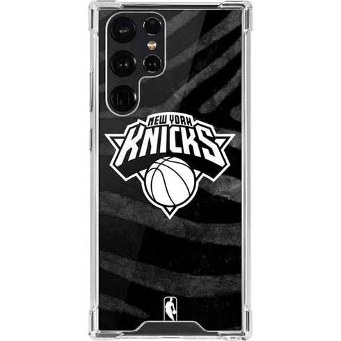 NBA New York Knicks Black Animal Print Galaxy S22 Ultra Clear Case