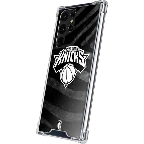 NBA New York Knicks Black Animal Print Galaxy S22 Ultra Clear Case