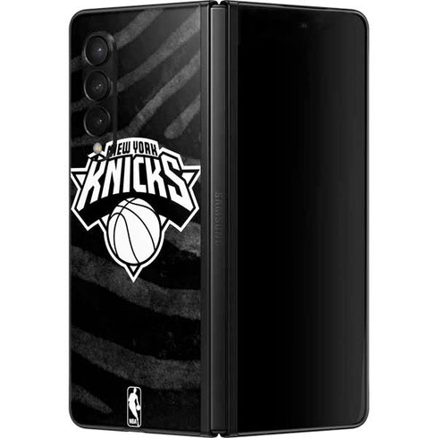NBA New York Knicks Black Animal Print Galaxy Z Fold3 5G Skin