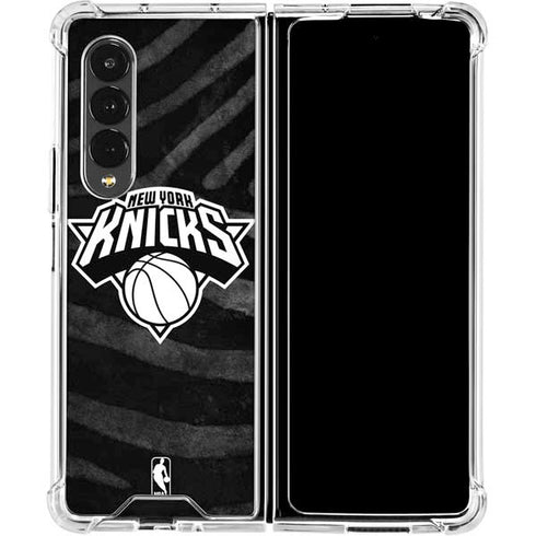 NBA New York Knicks Black Animal Print Galaxy Z Fold4 5G Clear Case