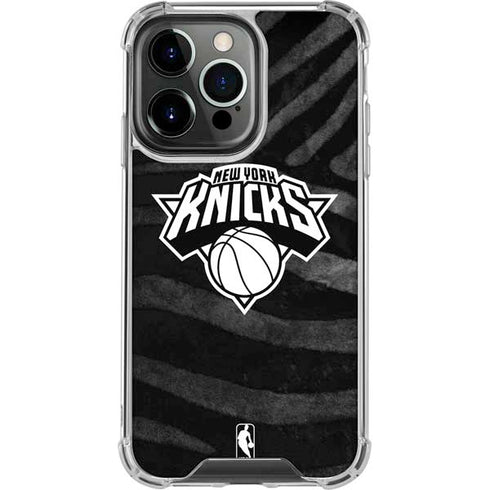 NBA New York Knicks Black Animal Print iPhone 14 Pro Clear Case