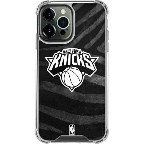 NBA New York Knicks Black Animal Print iPhone 14 Pro Max Clear Case