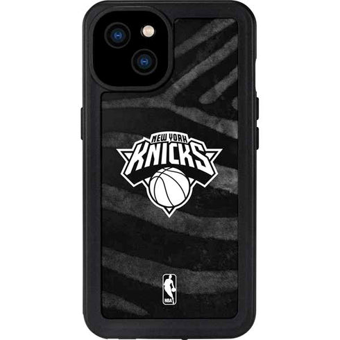 NBA New York Knicks Black Animal Print iPhone 15 Plus Waterproof Case