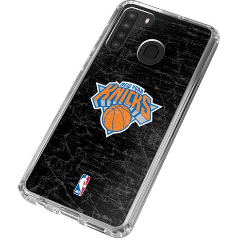 NBA New York Knicks Black Secondary Logo Galaxy A21 Clear Case