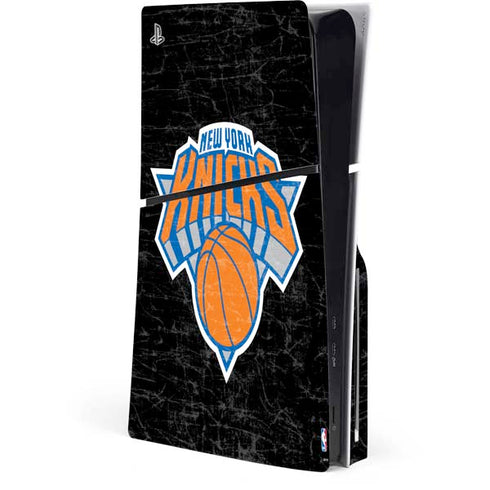 NBA New York Knicks Black Secondary Logo PS5 Slim Disk Console Skin