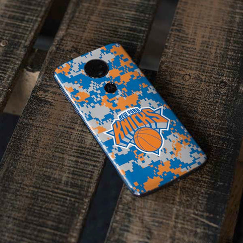 NBA New York Knicks Digi Camo Moto E5 Plus Skin