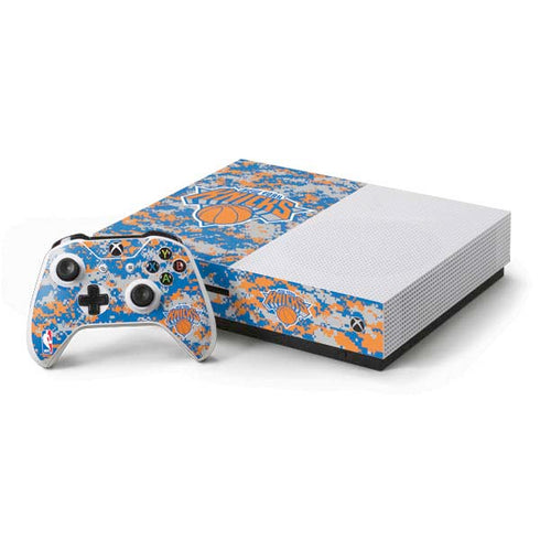 NBA New York Knicks Digi Camo Xbox One S Console and Controller Bundle Skin