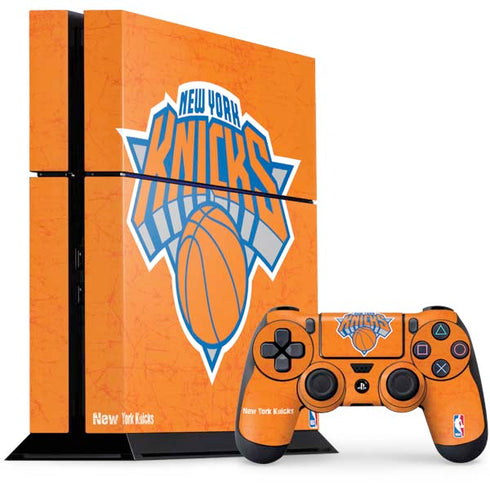 NBA New York Knicks Orange Primary Logo PS4 Console and Controller Bundle Skin