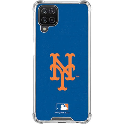 MLB New York Mets - Solid Distressed Galaxy A12 Clear Case