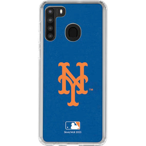 MLB New York Mets - Solid Distressed Galaxy A21 Clear Case
