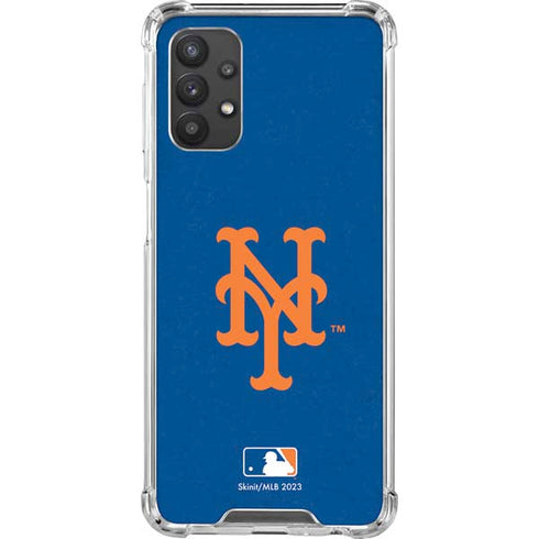 MLB New York Mets - Solid Distressed Galaxy A32 5G Clear Case