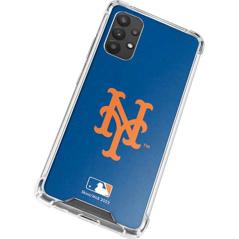 MLB New York Mets - Solid Distressed Galaxy A32 5G Clear Case