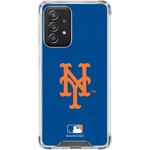 MLB New York Mets - Solid Distressed Galaxy A52 5G Clear Case