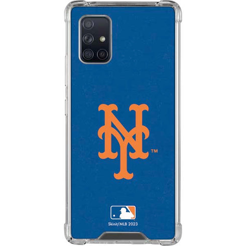 MLB New York Mets - Solid Distressed Galaxy A71 5G Clear Case