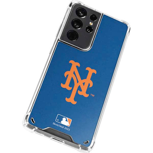 MLB New York Mets - Solid Distressed Galaxy S21 Ultra 5G Clear Case