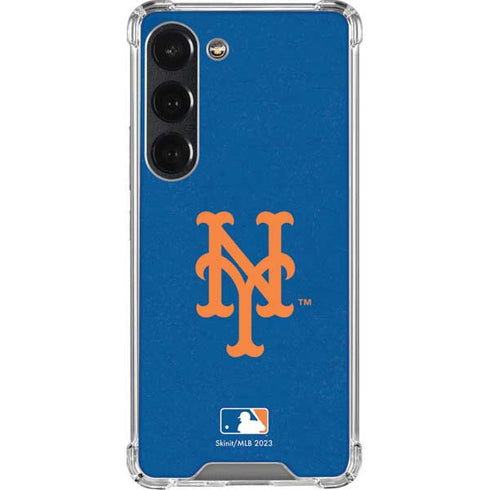 MLB New York Mets - Solid Distressed Galaxy S23 Clear Case