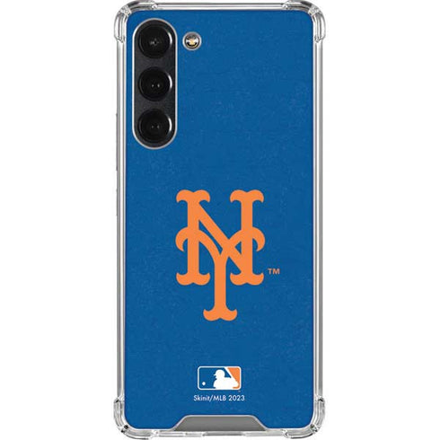 MLB New York Mets - Solid Distressed Galaxy S23 Plus Clear Case