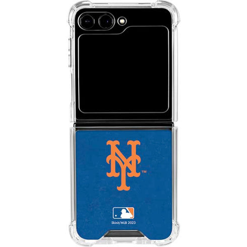 MLB New York Mets - Solid Distressed Galaxy Z Flip5 5G Clear Case