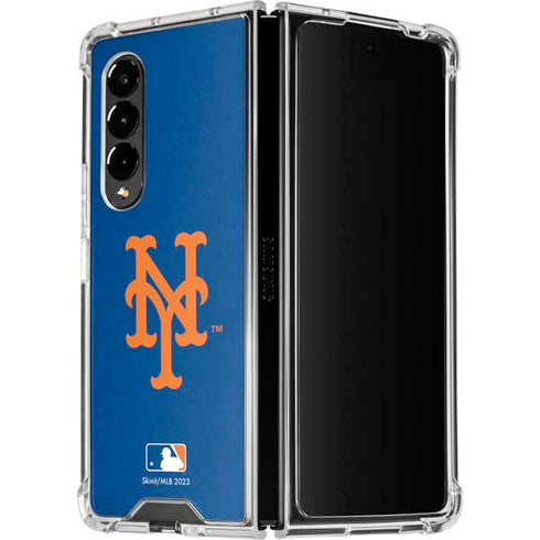 MLB New York Mets - Solid Distressed Galaxy Z Fold4 5G Clear Case